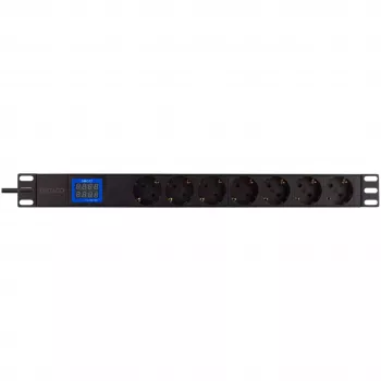 Jednotka rozvodu napájania PowerWalker 10133010 PDU 1U čierna, zásuvky typu F, spojka C20, 16 A, 3500 W, 2 m kábel