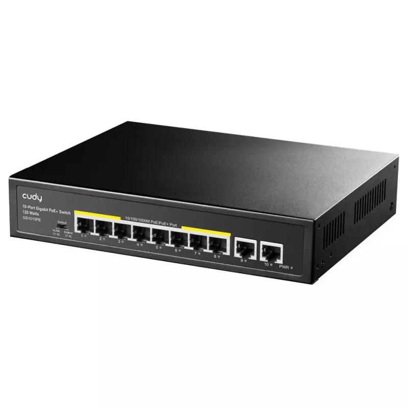 Cudy GS1010PE sieťový switch Gigabit Ethernet 10 portov PoE čierny