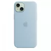 Silikónové puzdro Apple iPhone 15 Plus svetlomodré MagSafe