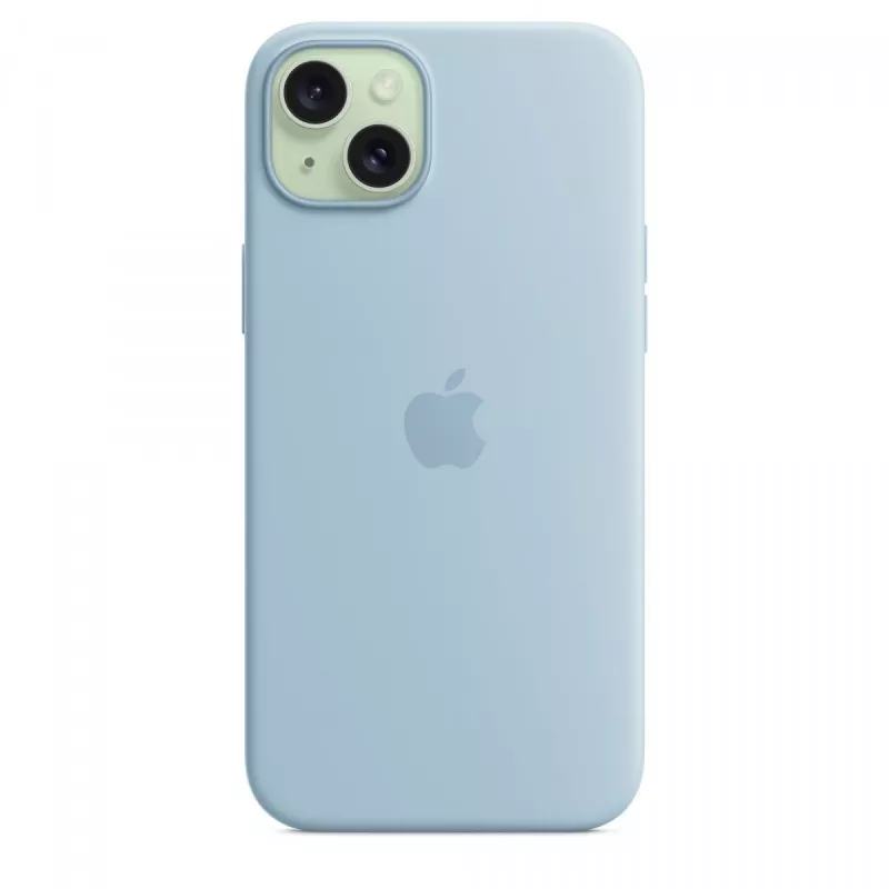 Silikónové puzdro Apple iPhone 15 Plus svetlomodré MagSafe
