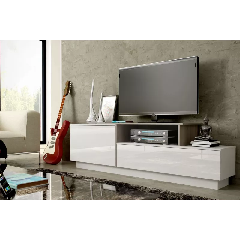 Cama TV skrinka SIGMA 3 180 biela/biela lesklá + dub Sonoma