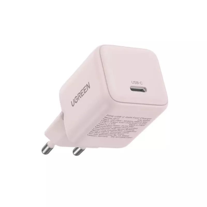 Napájací zdroj UGREEN X512 20W USB-C PD rýchle nabíjanie, ružový, vstup 100–240V, 1× USB-C