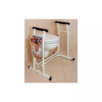 SUNDO 15800 toaletné sedadlo s držiakom na noviny, oceľový rám, protišmykové, max. 114 kg, 485×665×755 mm
