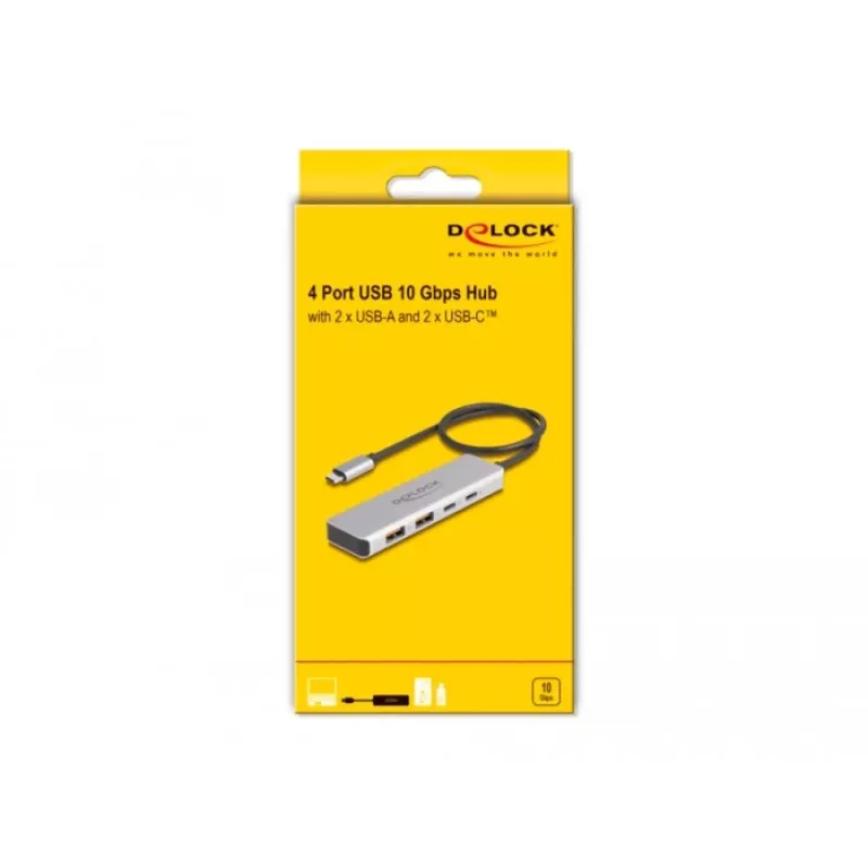 DeLOCK USB hub USB Type-C 10 Gbit/s 2x Type-A 2x Type-C 35 cm kábel