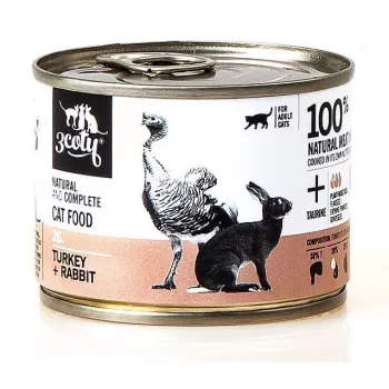 Mokré krmivo pre mačky 3coty 26 Morčacie a králičie – 180 g konzerva, dospelé, bez obilnín, bez lepku, pre alergické mačky