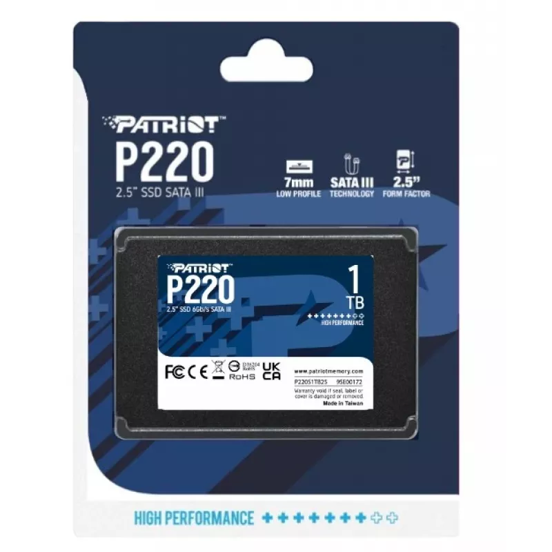 2,5 palca SATA III SSD PATRIOT P220 1 TB — 550/500 MB/s, 50k IOPS, 7 mm