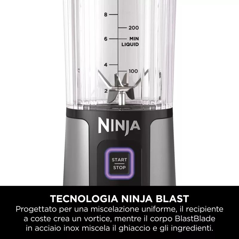 Športový mixér Ninja Blast BC151EUNV — 0,53 L nádoba, 14,4 W, akumulátorový, modrý