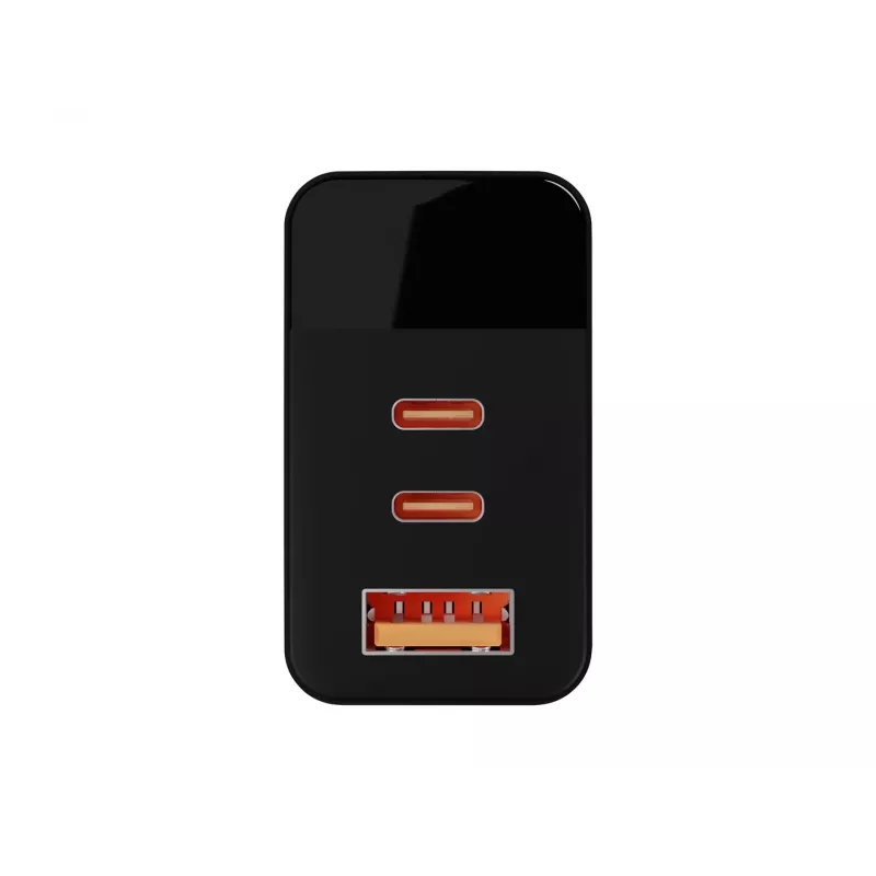 LCD nástenná nabíjačka USB zásuvka + USB-Cx2 PD 65W GAN čierna wattmeter