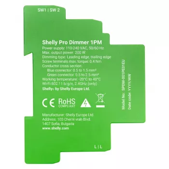 Shelly Pro Dimmer 1 DIN lištový smart spínač, 1-kanálový