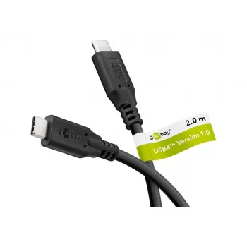 Goobay USB-C™ kábel, USB4™, 100 W, 20 Gbit/s, Power Delivery, 2 m, čierny | Goobay