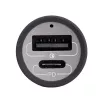 Akyga AK-CH-26 GaN autonabíjačka 12/24 V, 100 W, USB-C PD 3.0 + USB-A QC 3.0, sivá