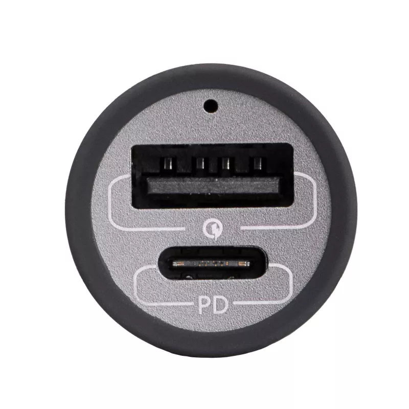 Akyga AK-CH-26 GaN autonabíjačka 12/24 V, 100 W, USB-C PD 3.0 + USB-A QC 3.0, sivá