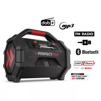 Prenosné staveniskové rádio PerfectPro ROCKTAGON 18V — batériové staveniskové rádio