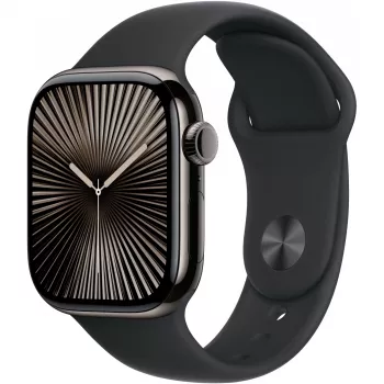 Apple Watch S10 Slate Titanium športový remienok čierny - M/L GPS + Cellular 42mm MWXH3QF/A 2024