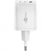 USB-C rýchlonabíjačka Nano, PD, GaN, 65 Watt (biela, 1x USB-A, 2x USB-C PD, Charge 3.0)