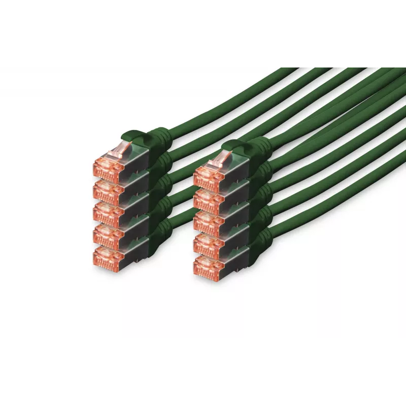 DIGITUS CAT6 S/FTP patch kábel, 0,25 m, zelený, balenie 10 ks