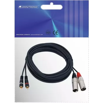 Omnitronic 3022522E audio kábel 6 m 2 x XLR (3-pin) 2 x RCA čierny (3022522E)