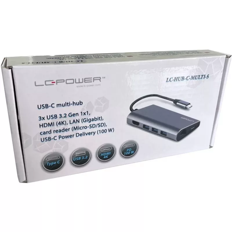 Dokovacia stanica pre notebook LC-Power LC-HUB-C-MULTI-5 USB 3.2 Gen 1 Type-C káblová