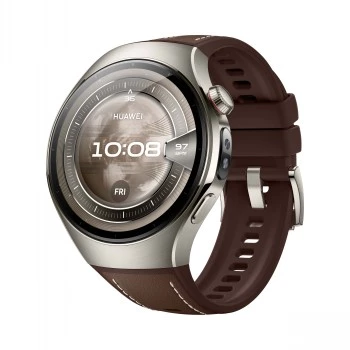 Smartwatch HUAWEI WATCH 5 Classic 46 mm, 1.38 palcov AMOLED 466×466, dotykový displej, GPS, strieborné puzdro, hnedý remienok