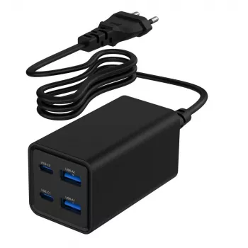 Gembird TA-UC-2A2C-PD65-01-BK nabíjačka pre mobilné zariadenia notebook, smartfón čierna AC rýchle nabíjanie interiérová