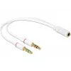 Audiokábel DeLOCK 65585 0,2 m 2 x 3,5 mm konektor samec na 3,5 mm konektor samica biely