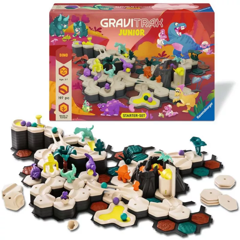 Guľôčková dráha Ravensburger GraviTrax Junior Starterset XXL Dino, stavba dráhy pre deti