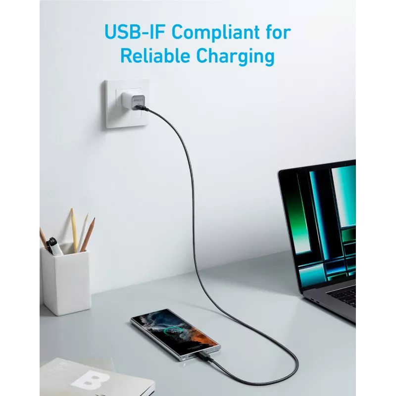 USB kábel Anker 322 0,9 m USB-C čierny