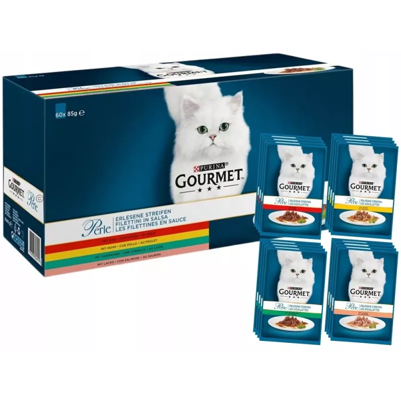 PURINA Gourmet Perle Mix - mokré krmivo pre mačky - 60x85 g