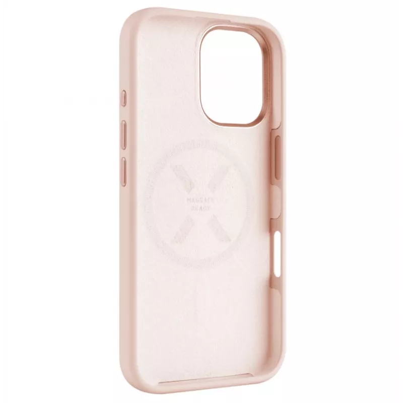 Zadný kryt FIXED pre Apple iPhone 16 Liquid Silicone ružový s MagFlow tenké ochranné puzdro