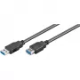 Wentronic Goobay USB 3.0 SuperSpeed predlžovací kábel, čierny, 3 m – USB 3.0 konektor samec (Type-A) > USB 3.0 konektor samica (Type-A) (93999)