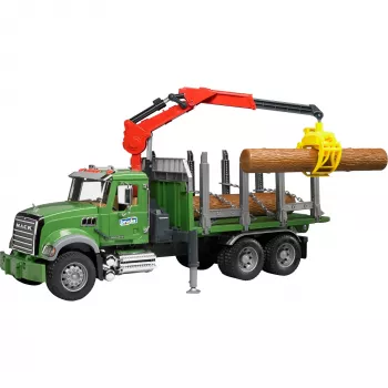 Drevený transportér BRUDER MACK Granite s 3 kmeňmi