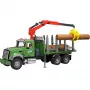 Drevený transportér BRUDER MACK Granite s 3 kmeňmi