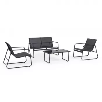 Extralink BLACK FOREST ZÁHRADNÁ SÚPRAVA TEXTILNÉ DVE STOLIČKY + LEŽADLO + SKLÁPACÍ STÔL ČIERNA L-0358 Outdoorová súprava