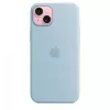 Silikónové puzdro Apple iPhone 15 Plus svetlomodré MagSafe