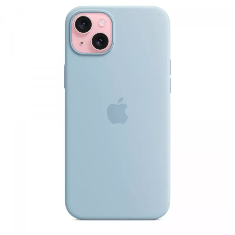 Silikónové puzdro Apple iPhone 15 Plus svetlomodré MagSafe