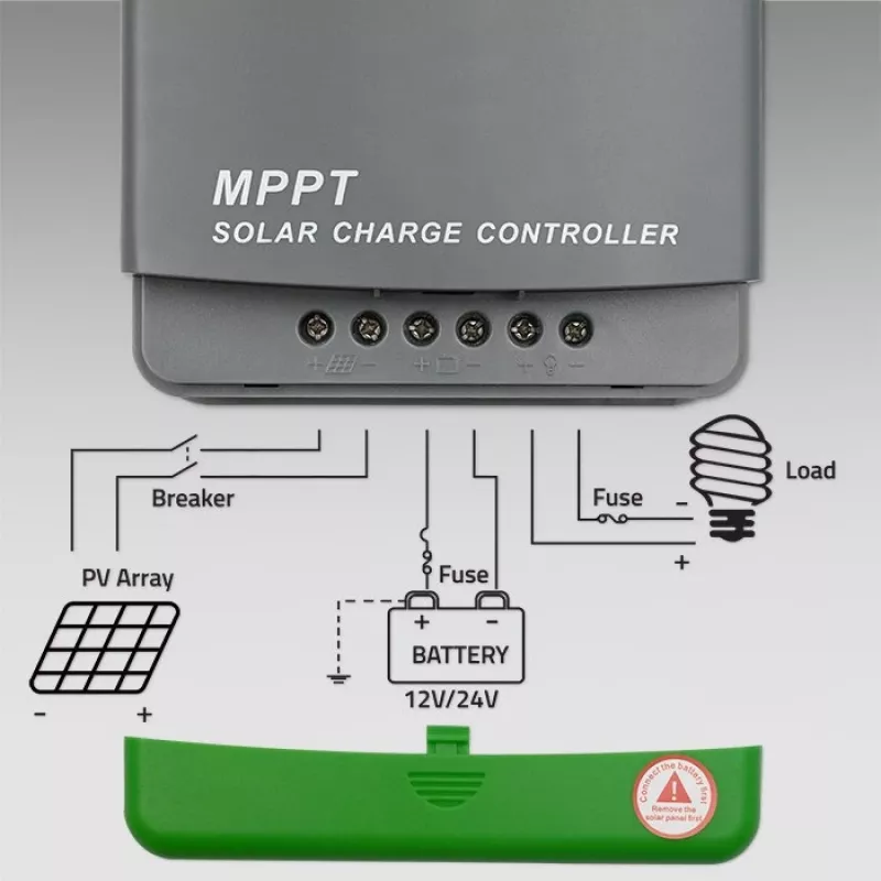 Qoltec, solárny MPPT regulátor nabíjania s teplotným senzorom 20A 12V/24V displej LCD 2 X USB