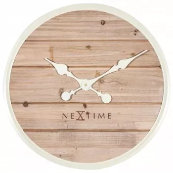 NeXtime hodiny 3134wi Plank, Ø50 cm, nástenné, biele