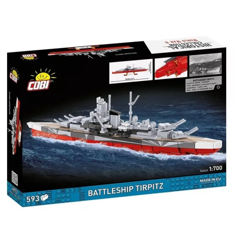 Stavebnica Cobi bojová loď Tirpitz model s 593 dielmi, verný mierke a displejové prvky