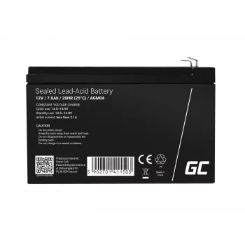 UPS batéria Green Cell AGM04 12V 7Ah uzavretá olovená (VRLA) čierna, 1 kus