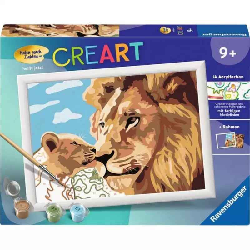 CreArt - lev s mláďaťom, maľovanie
