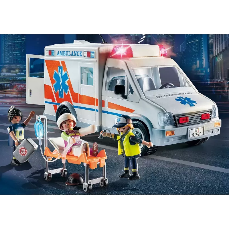 Hračkárska sanitka PLAYMOBIL 71232 — viacfarebná, pre 4–10 rokov, AAA batéria