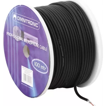 Mikrofónny kábel Omnitronic 2x0,22 mm² 100 m čierny