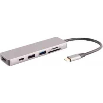 Laptop dock S/CONN 14-05027 káblový USB 3.2 Gen 1 Type-C sivá