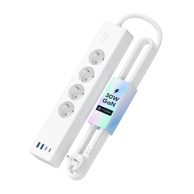 Predlžovacia zásuvka Meross MSP844 — 4 AC zásuvky, 2 USB-A, 2 USB-C