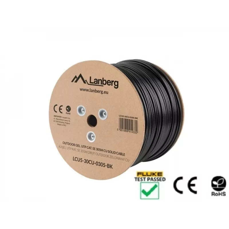 Lanberg LCU5-30CU-0305-BK sieťový kábel 305 m Cat5e U/UTP (UTP) čierny (LCU5-30CU-0305-BK)