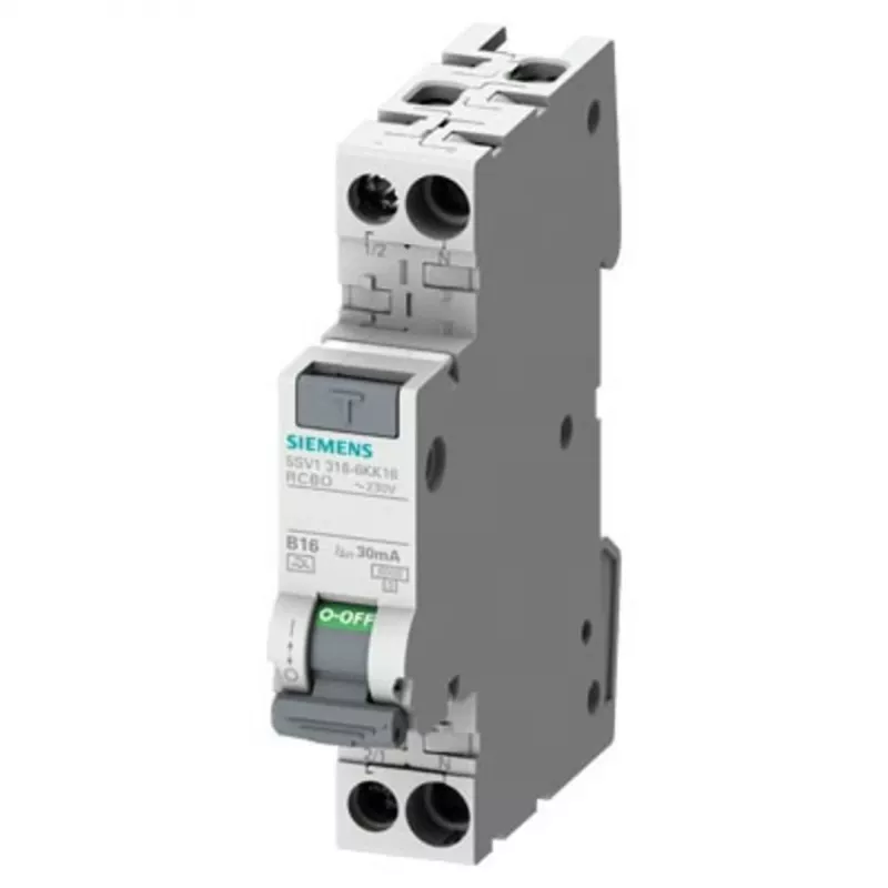 Siemens RCBO, menovitý prúd 10A, 1P+N pól, citlivosť vypnutia 30mA, Typ A, séria SENTRON