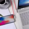 USB na Lightning kábel Aukey CB-AL01 červený – nylonový oplet, Lightning konektor pre zariadenia Apple