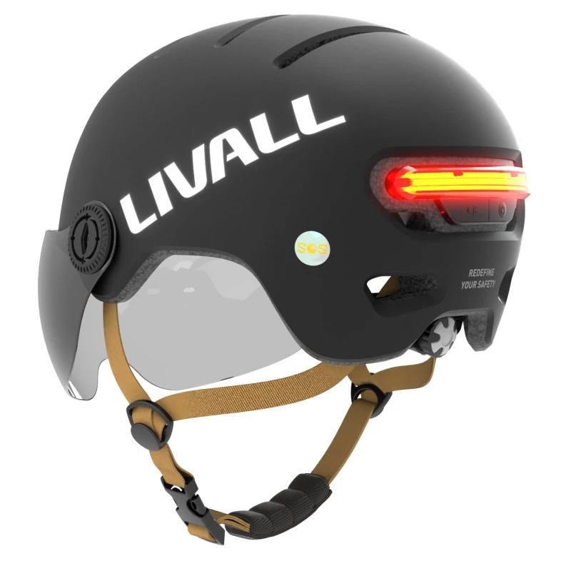 Livall L23 prilba čierna 54-58cm s LED/SOS ochranným štítom