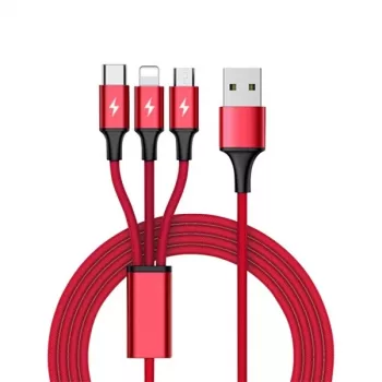 UNITEK C4049RD USB kábel 1,2 m USB A USB C/Micro-USB B/Lightning červený
