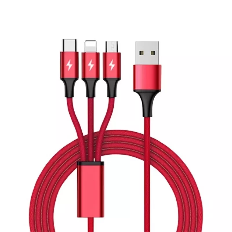 UNITEK C4049RD USB kábel 1,2 m USB A USB C/Micro-USB B/Lightning červený